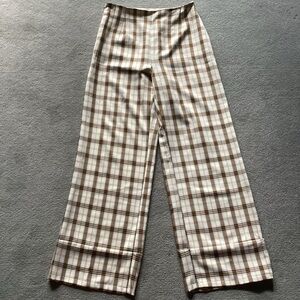 White-Gold-Black Plaid Dress Pants